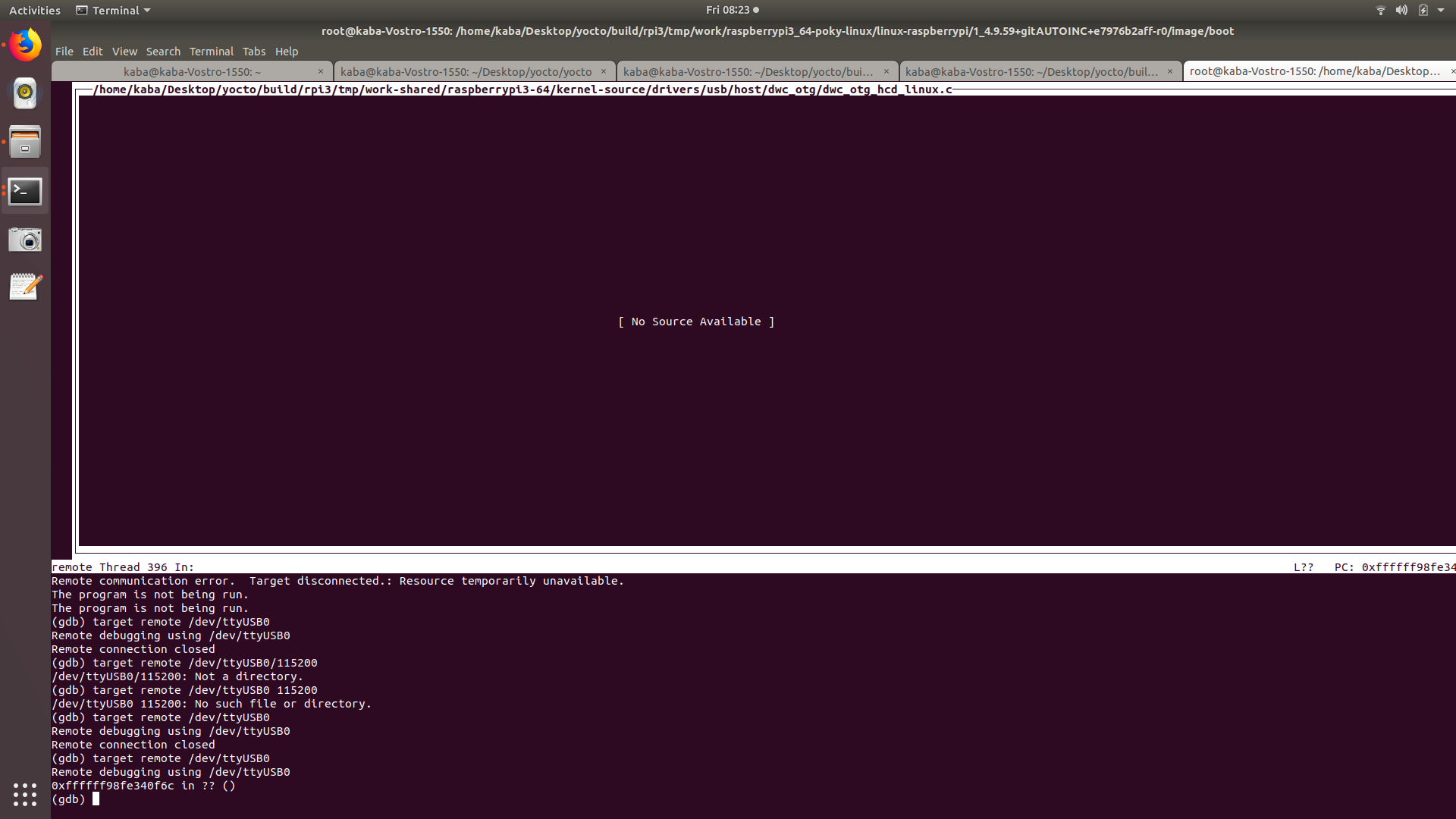 Raspberry Pi GDB session